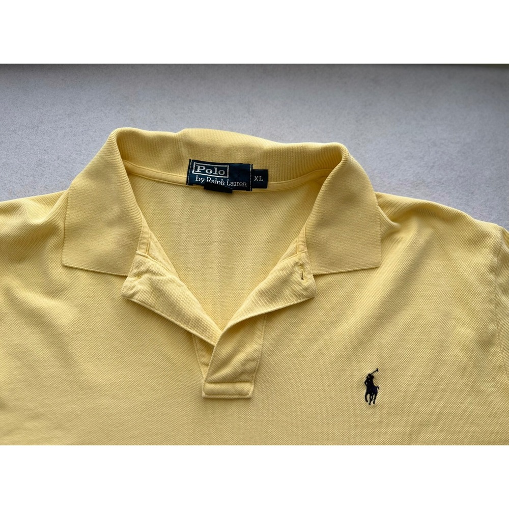 Polo Ralph Lauren Mens XL Yellow Short Sleeve Cotton Pique Pony Logo Polo Shirt